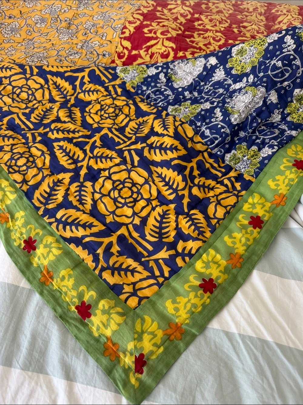 Anthropologie twin patchwork reversible quilt set. 4 pieces. Discontinued set.